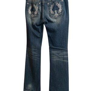 Miss Me Dark Blue Boot Cut Jeans with Embroidery